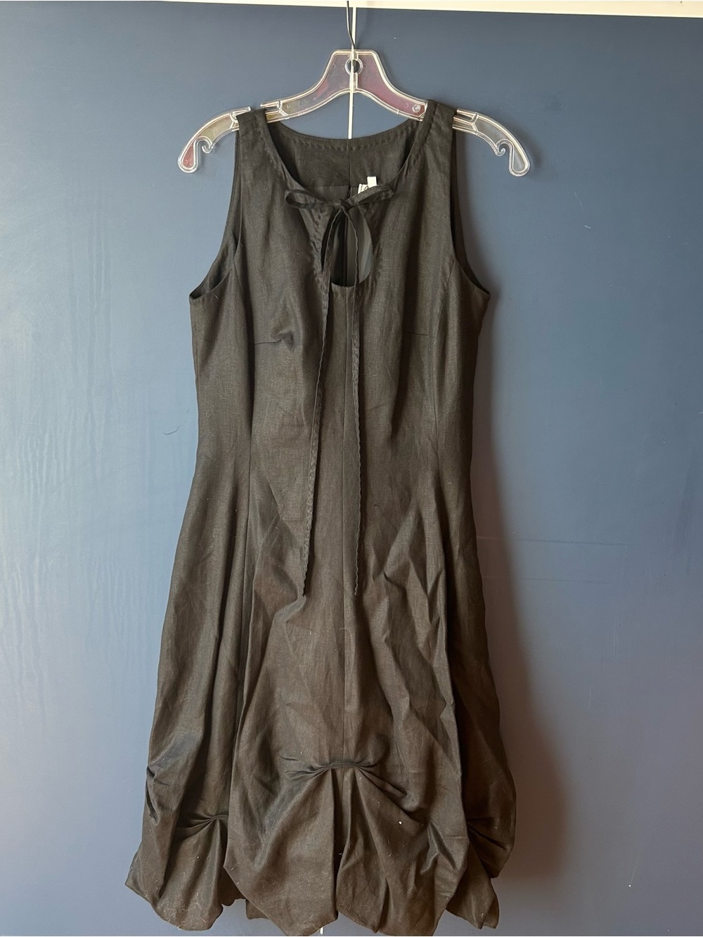 Sleeveless Black Tie-Neck Midi Dress